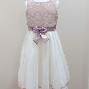 A brown and white dress, good condition.